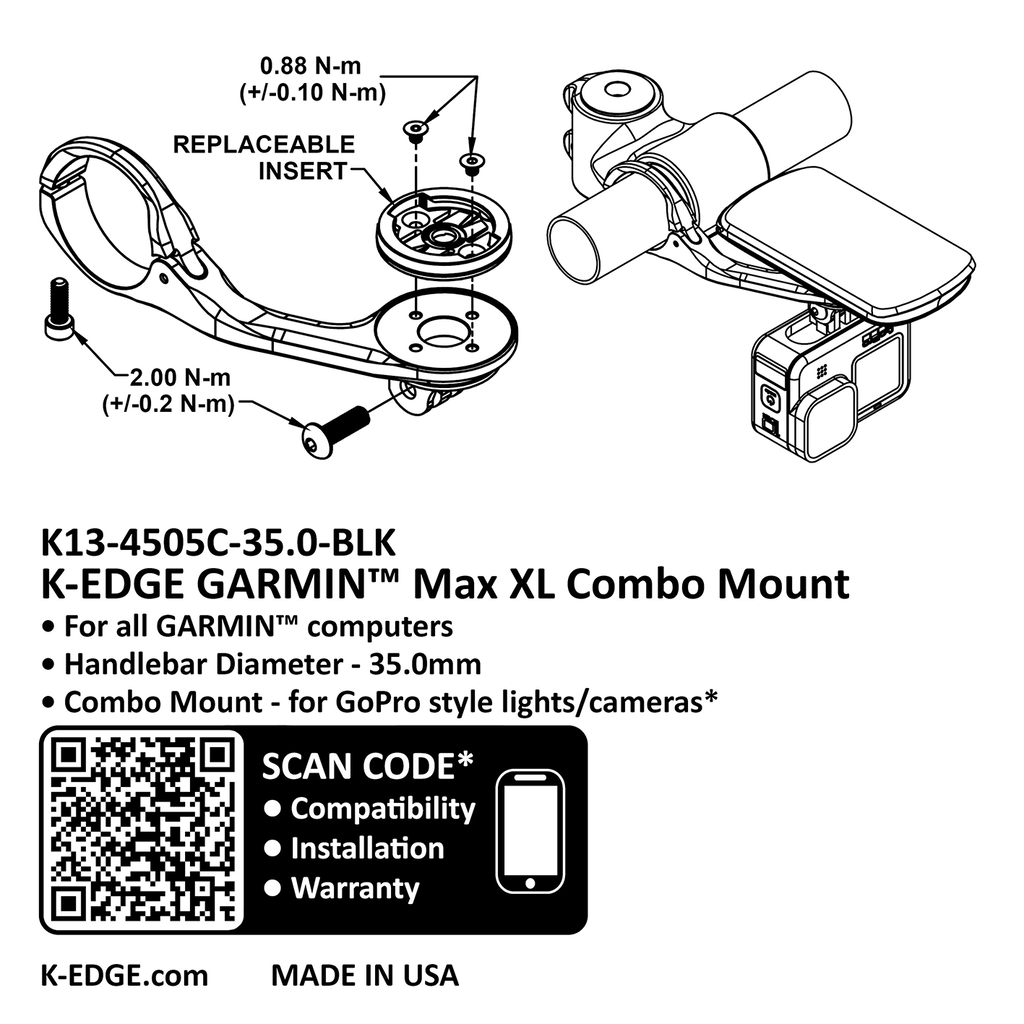K-Edge Garmin Max Xl Combo Mount 35.0Mm Black,One Size M-Nr: 7600001027 4 2A3F44FF-FCE3-45E6-86D9-879C540C76B1