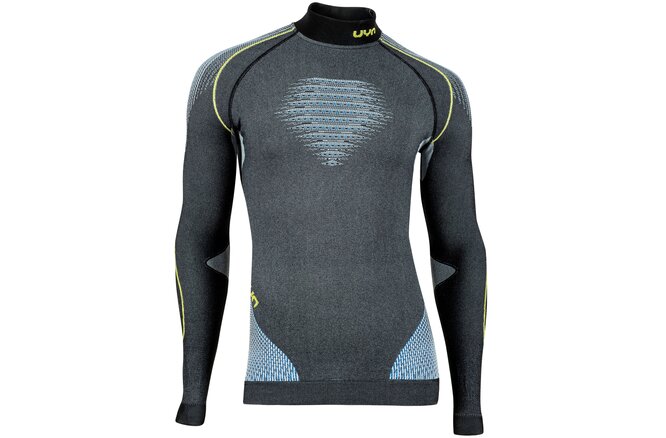 Uyn Man Evolutyon Shirt Turtle Neck Anthracite Melange / Blue / Yellow Shiny L/Xl 1 95_78458_FR.JPG?1675493495.JPG
