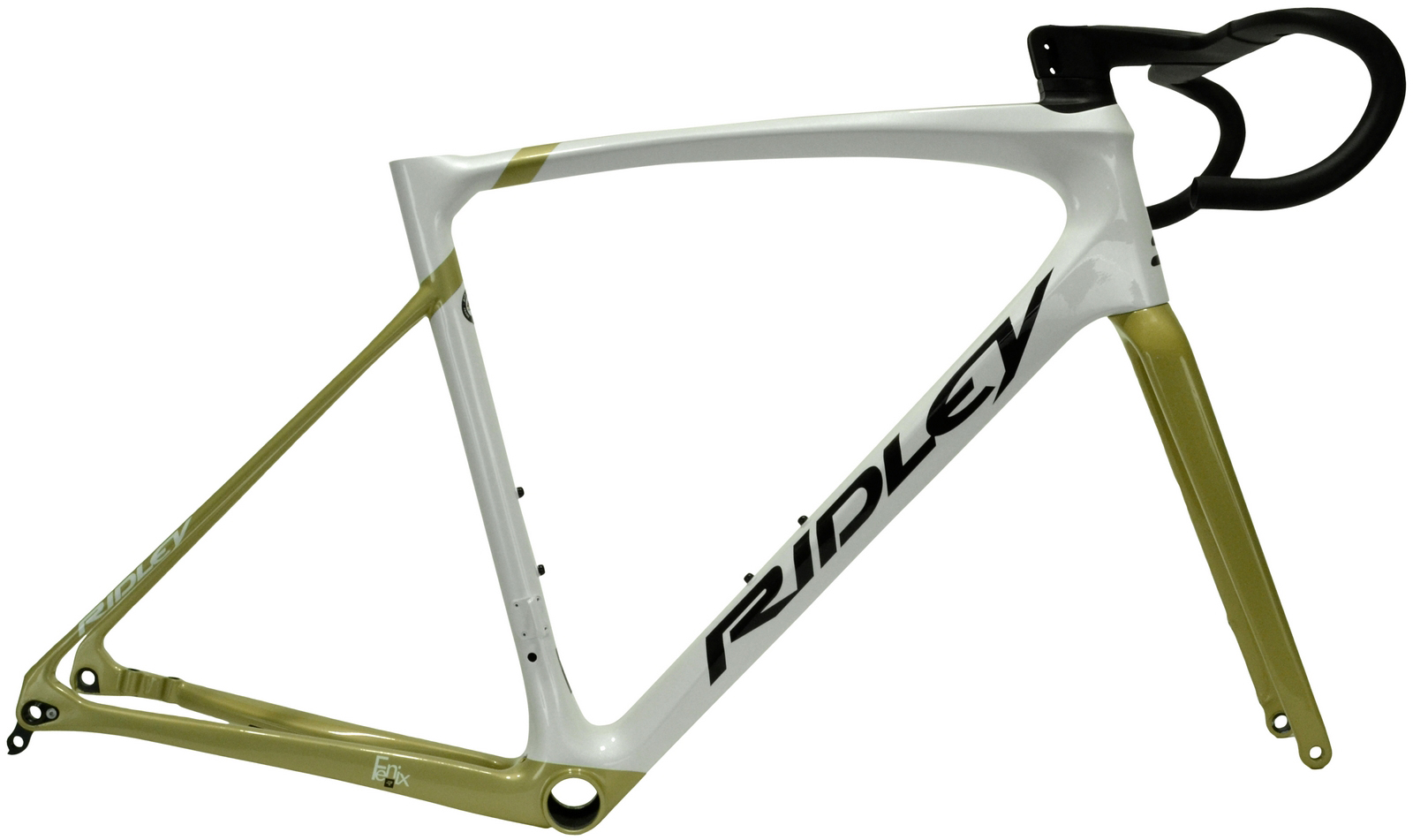 Ridley Fenix Slic Disc, Xs 525Mm Lang Inkl. Cockpit 90-380/400, Mod. 22, Fsd30Bs, Inkl. Gabel+Hs Weiss/Gold/Schwarz 1 S.03.116.651V_0.JPG